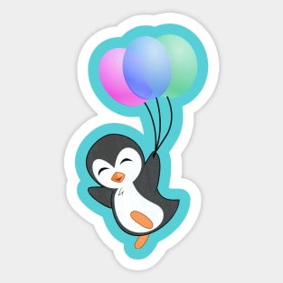Cute Penguin with Balloons Sticker